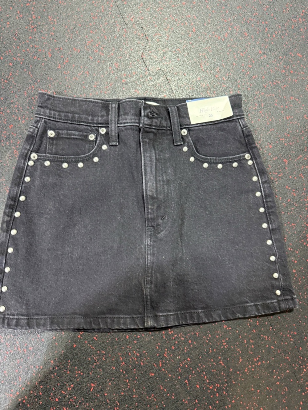 Abercrombie & Fitch Black Stud Detail Denim Mini Skirt